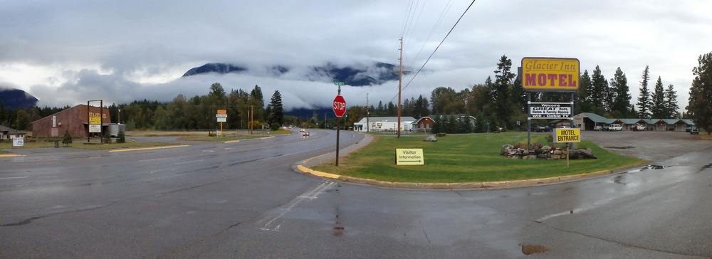 Looking east at the Glacier Peaks from our hotel.